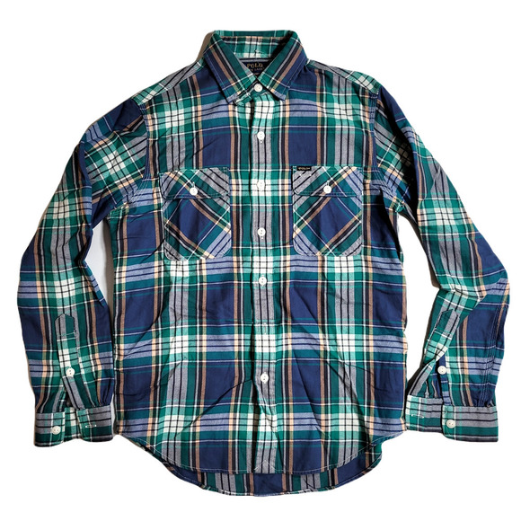 Polo Ralph Lauren Oxford‎ Shirt Mens Small Green Plaid Dual Pockets Western NEW - Picture 1 of 4